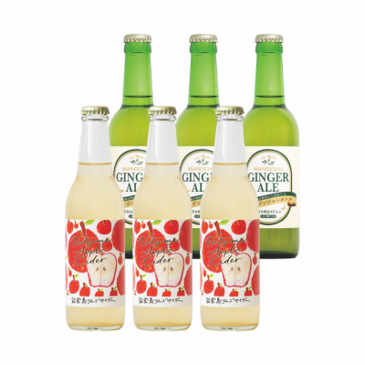 能登島りんごサイダー&まんでまいジンジャーエール 飲み比べ6本セット