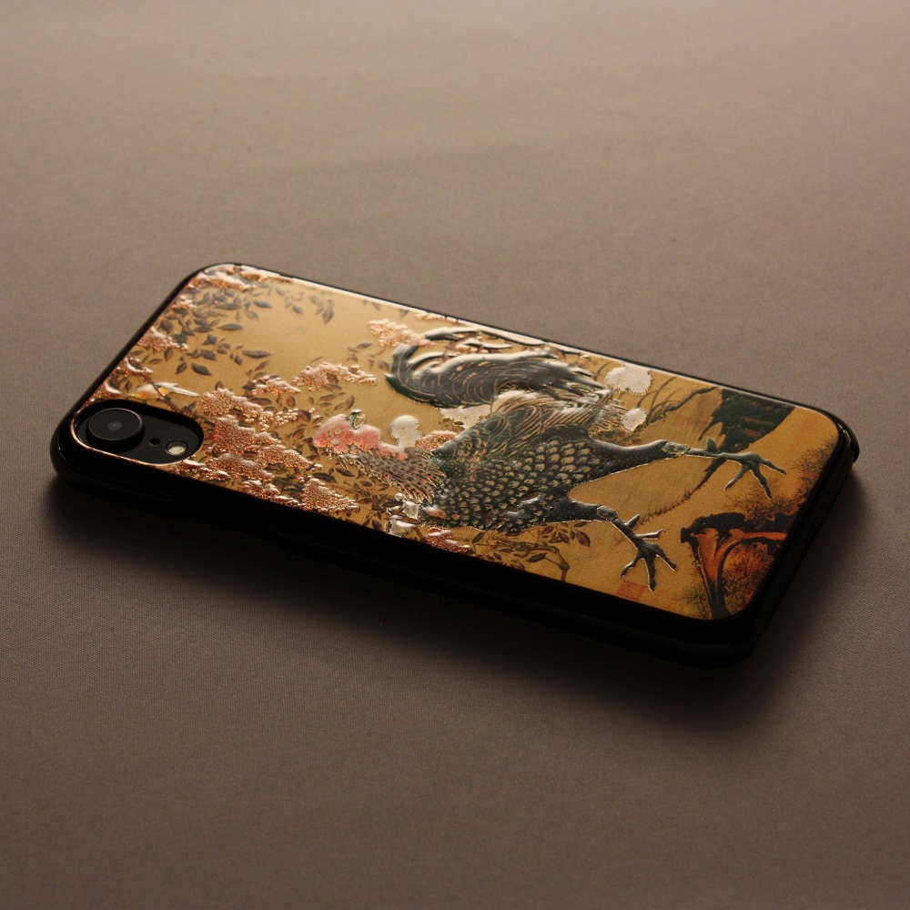 iPhone XR カバー 高盛り蒔絵 伊藤若冲「『動植綵絵』南天雄鶏図