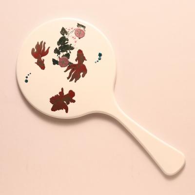 高盛り蒔絵　手鏡(大)　金魚　白