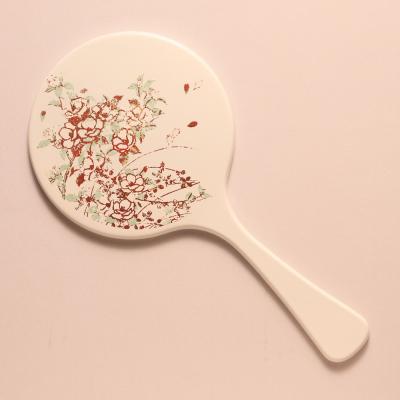 高盛り蒔絵　手鏡(大)　椿　白