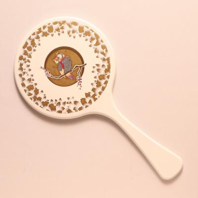 高盛り蒔絵　手鏡(大)　フクロウ　白