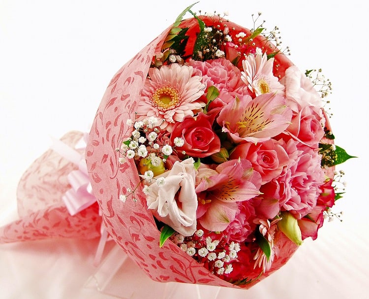 優しいピンクの花束　【高さ50cm幅35cm】