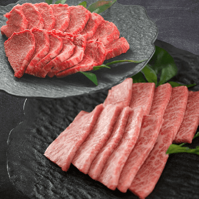 国産黒毛和牛焼肉食べ比べセット(霜降り三角バラ400g+赤身ランプ400g) 計800g