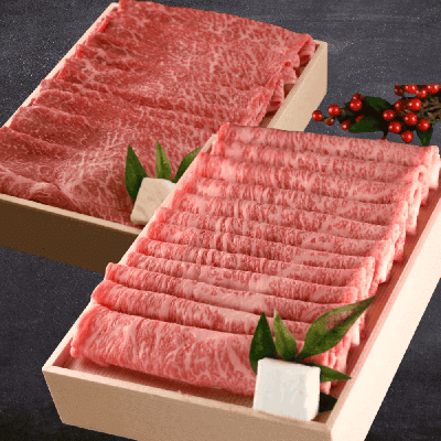 黒毛和牛 すき焼き食べ比べセット 1kg (霜降りロース500g・赤身ももすき焼き500g)