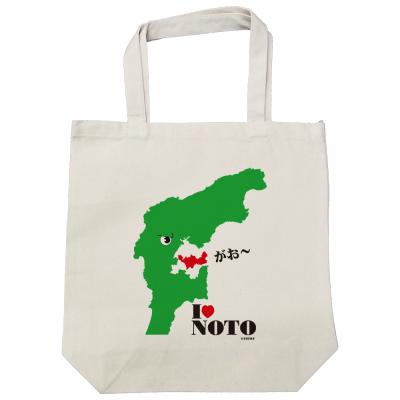 【石川県ご当地グッズ】キャンバストートバック　M「I　LOVE　NOTO」