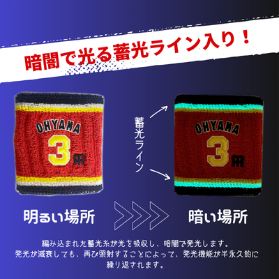 2026年阪神タイガース応援グッズ 選手ロゴマーク蓄光ライン入りリスト