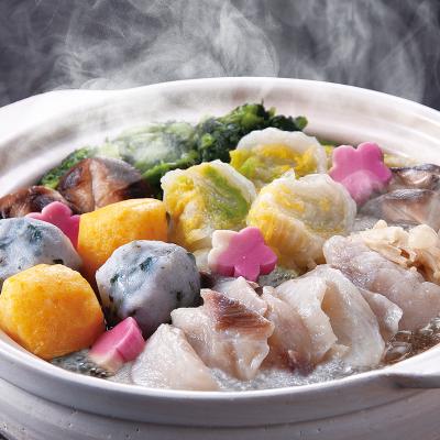 能登のふぐ(金沢塩麹漬)と加賀野菜つみれの二人用料亭鍋