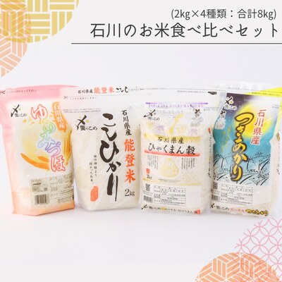 食べ比べ8kg(こしひかり、ひゃくまん穀、つきあかり、ゆめみづほ)